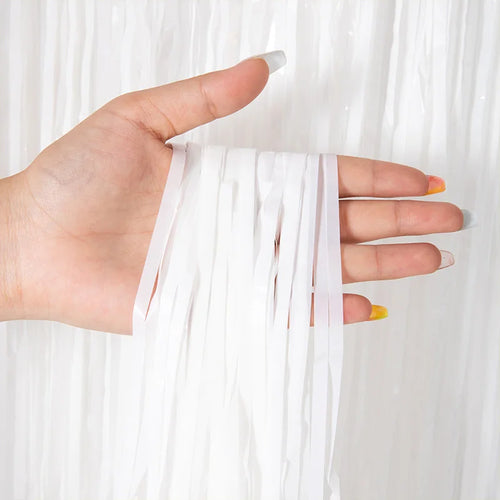 Cheap as a Party Metallic Tinsel Foil Fringe Curtains Backdrop for