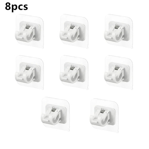 Set of 2/4/8 Self Adhesive Hooks Punch-free Curtain Rod Clip Hook