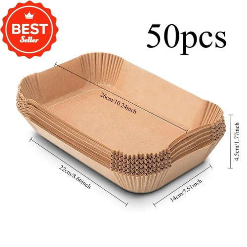 Extra Large Rectangular Paper Air Fryer Liners - Non-Stick, Easy