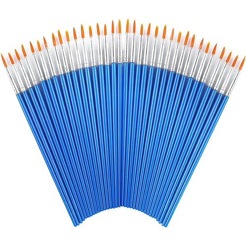 50Pcs Painting Brushes Set Art Round Flat Hair Nylon Hair Paint Brush