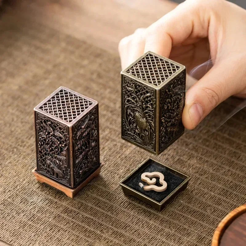 Square Vertical Incense Burner Small Xiangyun Alloy Incense Holder