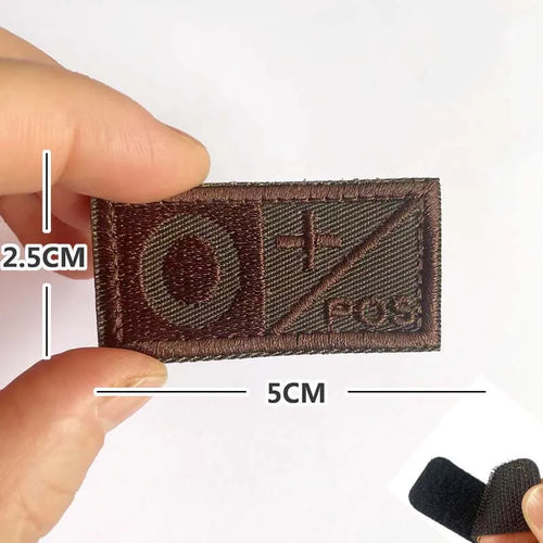 5*2.5CM Small Patch with Hook and Loop Blood Type A B AB O POS NEG