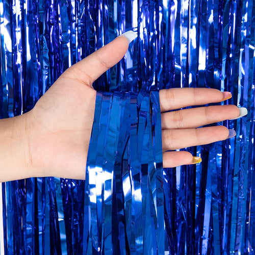 Cheap as a Party Metallic Tinsel Foil Fringe Curtains Backdrop for