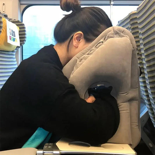 1pc Inflatable Air Cushion Travel Pillow Headrest Chin Support