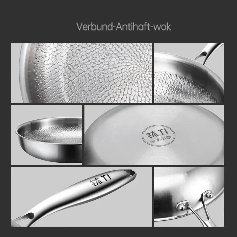 German Titanium Steel Frying Pan Uncoated Non Stick Pan Fish Scale