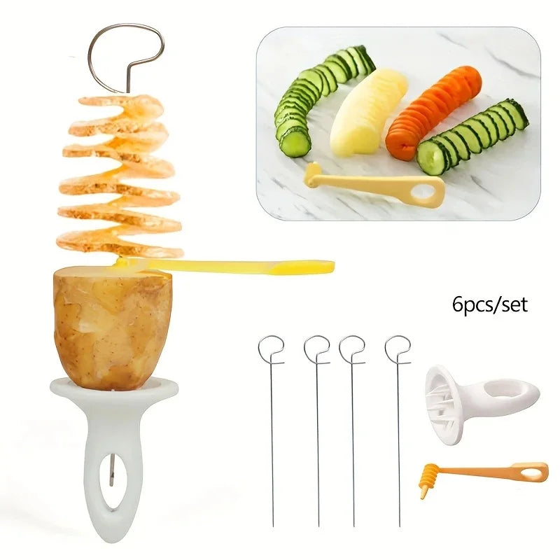 6Pcs Stainless Steel Spiralizer Set Multi-Functional Vegetable Cutter