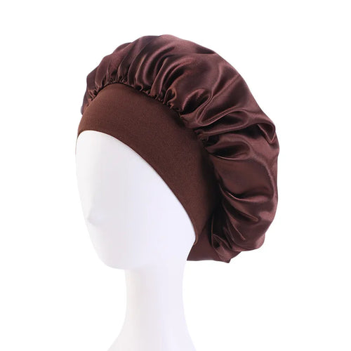 New Satin Wide Brim Nightcap Silky Bonnet Hair Wrap for Sleeping Sleep