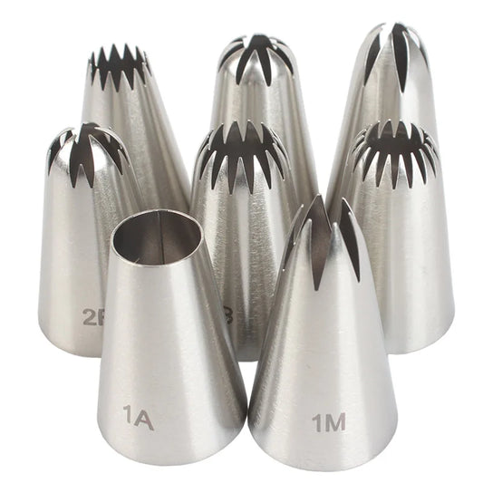 8pcs Piping Nozzles Set, Stainless Steel Icing Nozzles, Cream Cake