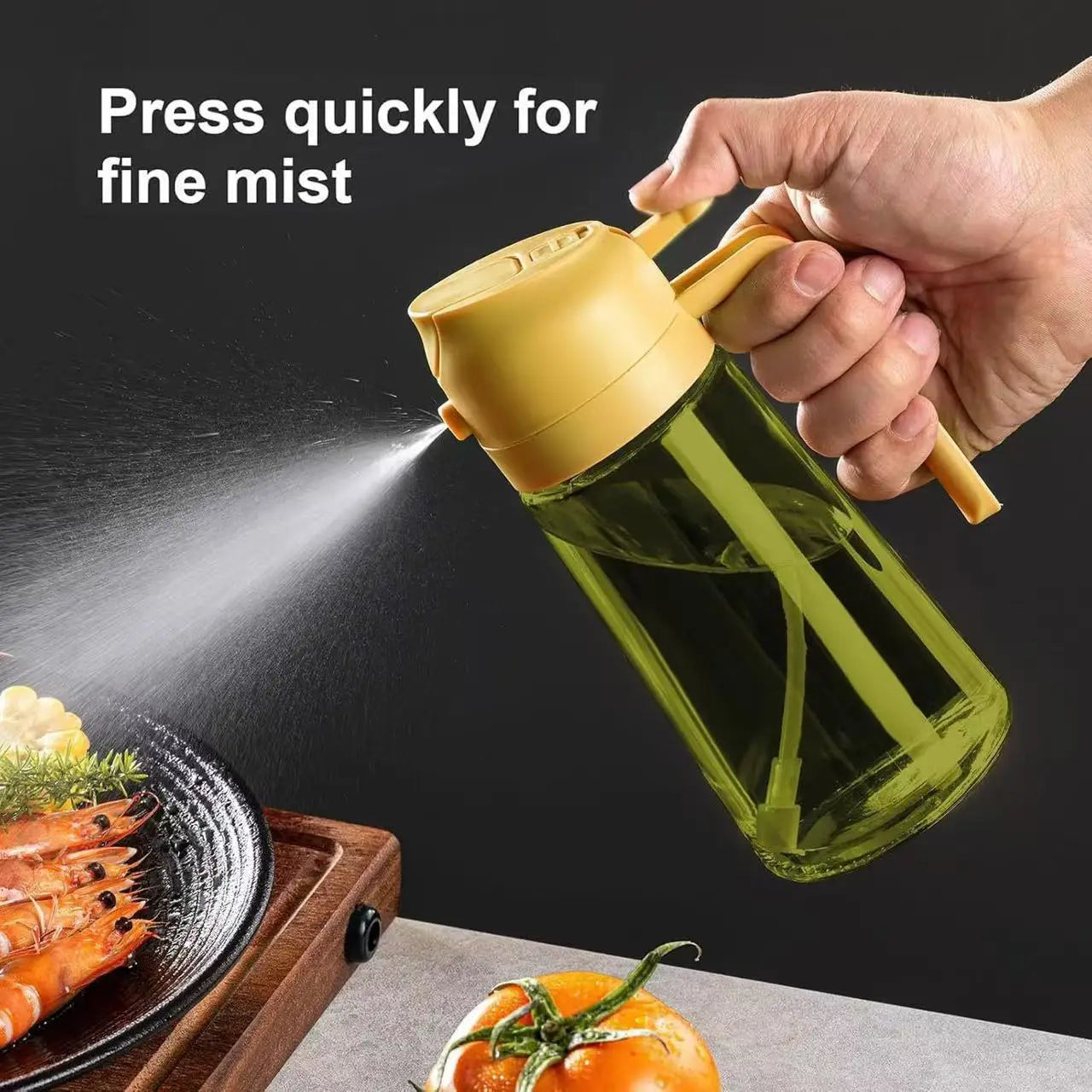 16oz/470ml Leakproof 2-in-1 Glass Oil Dispenser & Sprayer for Cooking