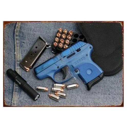 Pistol Metal Signs, Exuding Military Flair, Ideal As Wall Decoration