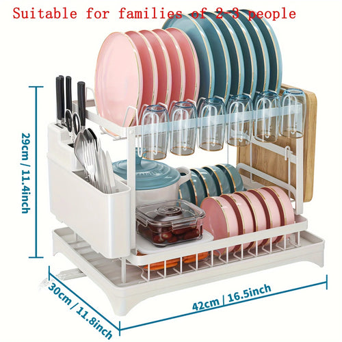 Dish Drying Rack, 2 Tier Large Dish Drying Rack for Kitchen Counter