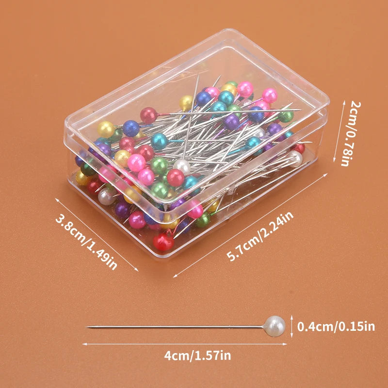 100/300/500pcs Colorful Round Pearl Head Needles Stitch Straight Push