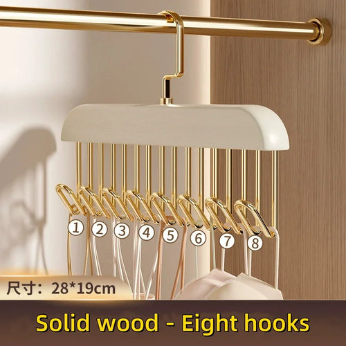 Wooden Sling Hanger Organizer with Multiple Hooks for Underwear Bras