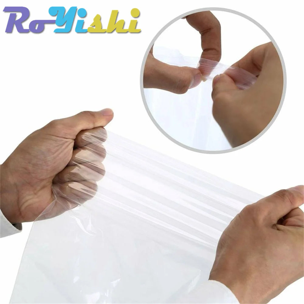 100 Pcs/Pack 5-12 Wire Self Seal Clear Plastic Poly Resealable Ziplock