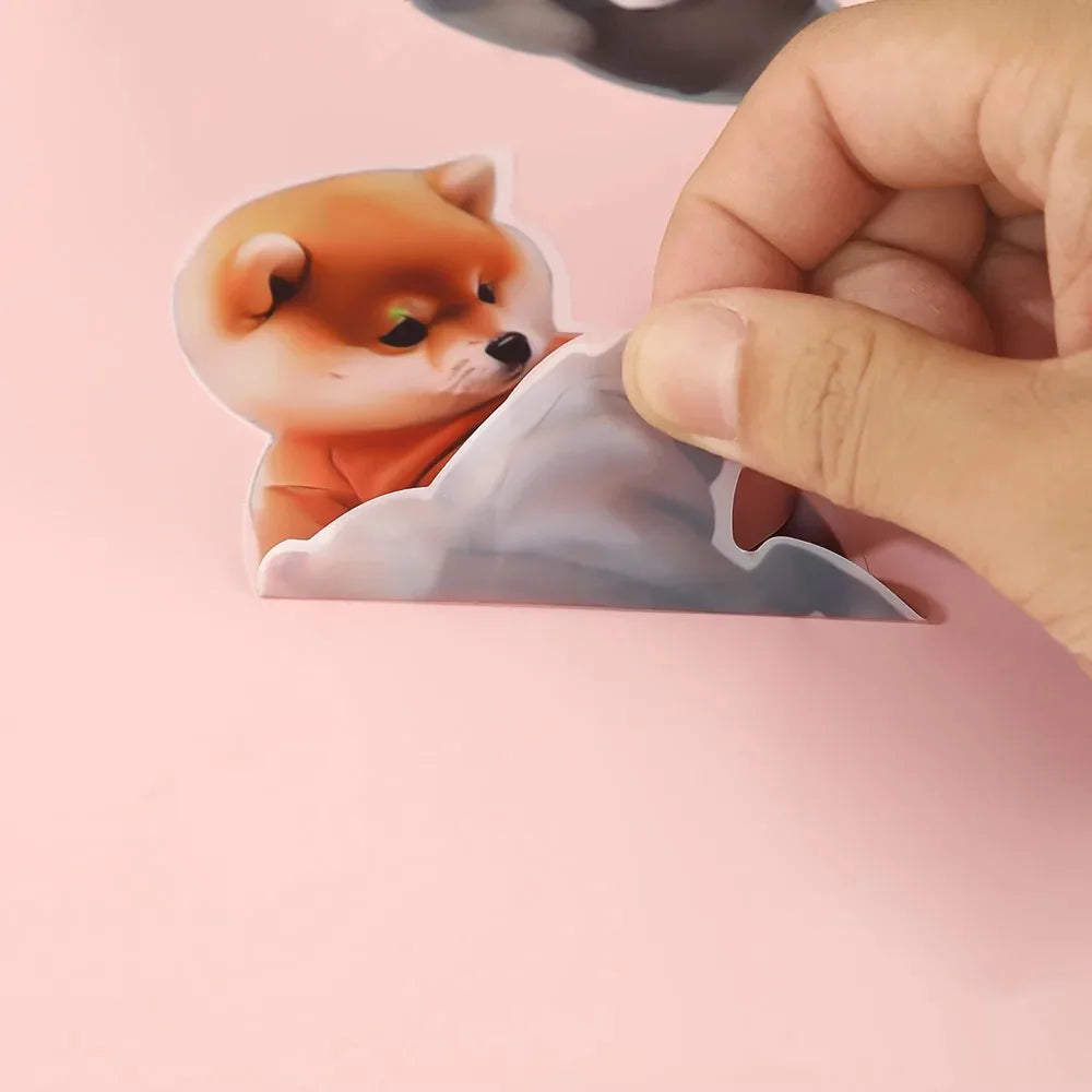 3D Shiba Inu Dog Belly Sticker - Cute puppy wearing orange outfit with