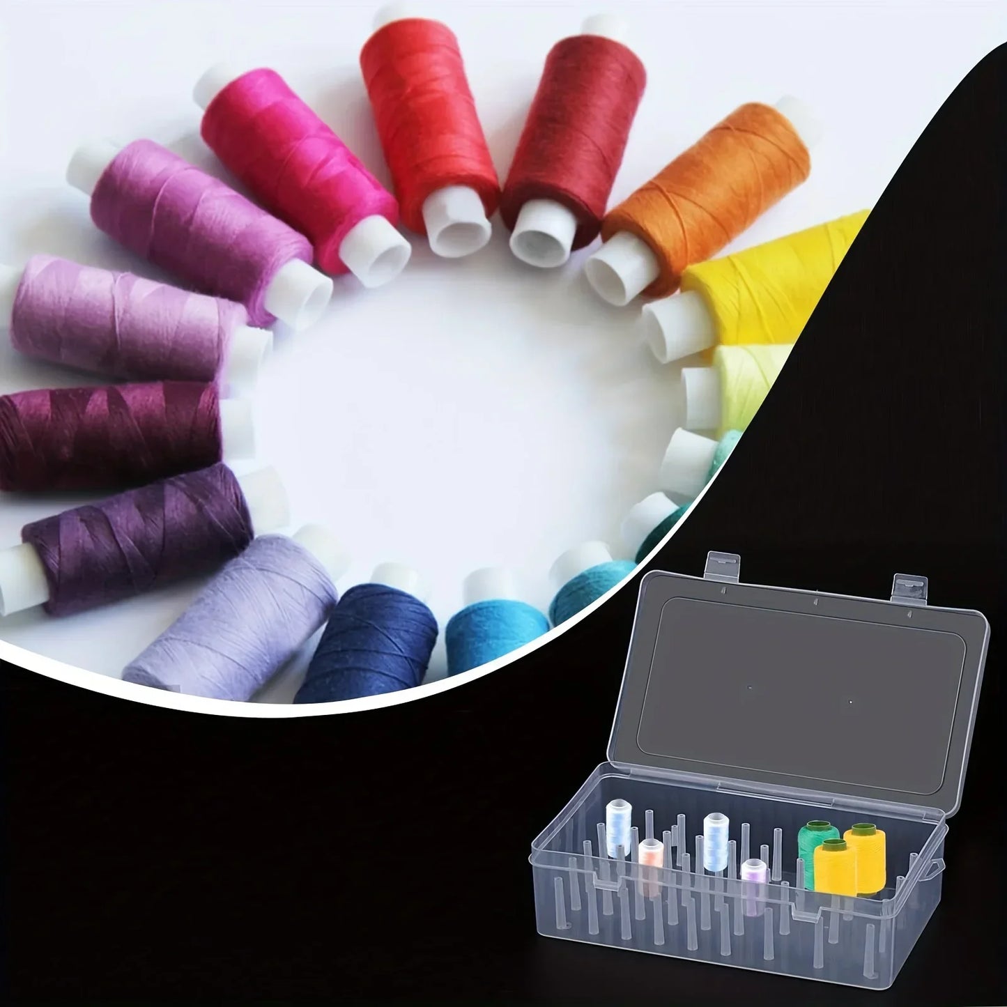 42 roll sewing thread storage box, transparent PP plastic embroidery