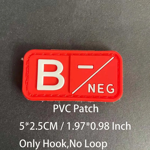 Small Patch with Hook,PVC Blood Type A B AB O POS NEG Emblemen,Patches