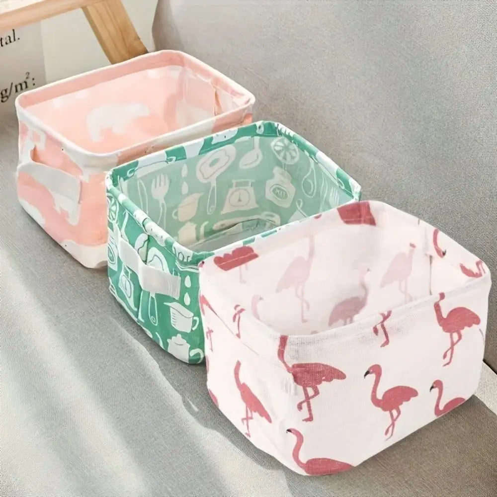 1pc Cotton Linen Fabric Waterproof Desktop Sundries Basket Storage Box