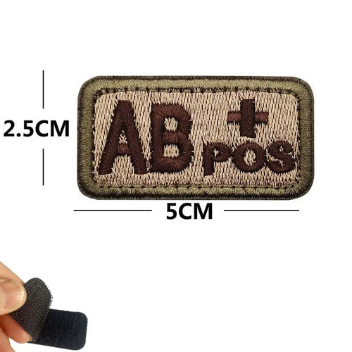 5*2.5CM Small Patch with Hook and Loop Blood Type A B AB O POS NEG