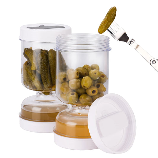 Olive and Pickle Strainer Jar, New Olive Container Hourglass Jar with