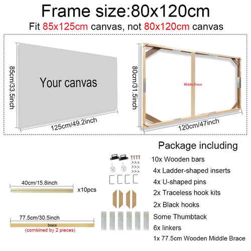 30x40 40x50 60x90cm Canvas Frame Wooden Frames Wooden Photo Oil