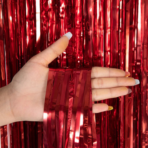 Cheap as a Party Metallic Tinsel Foil Fringe Curtains Backdrop for