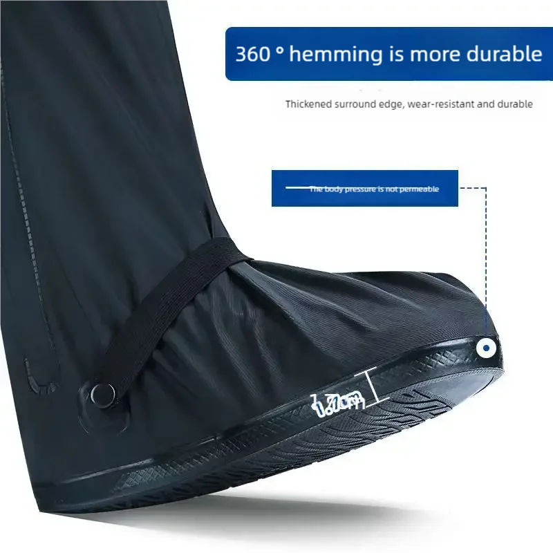 Rain Boot Shoe Cover Black Waterproof with Reflector High Top Clear