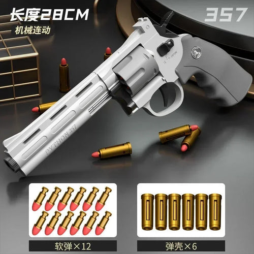 Continuous Firing ZP5 357 Revolver Launcher Pistol Soft Dart Bullet