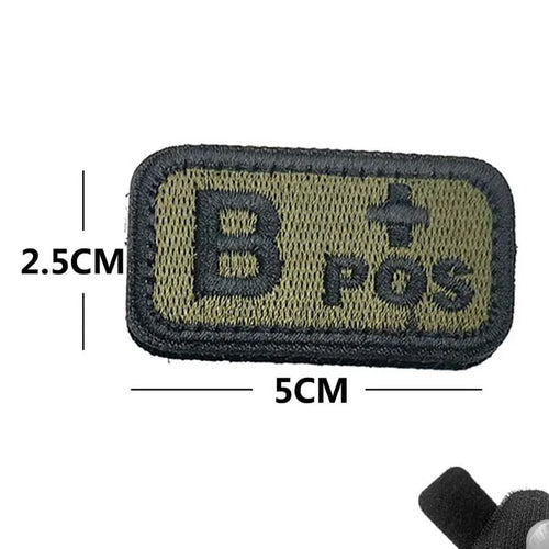 5*2.5CM Small Patch with Hook and Loop Blood Type A B AB O POS NEG