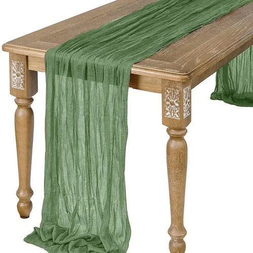 Semi-Sheer Gauze Table Runner Sage Cheesecloth Table Setting Dining