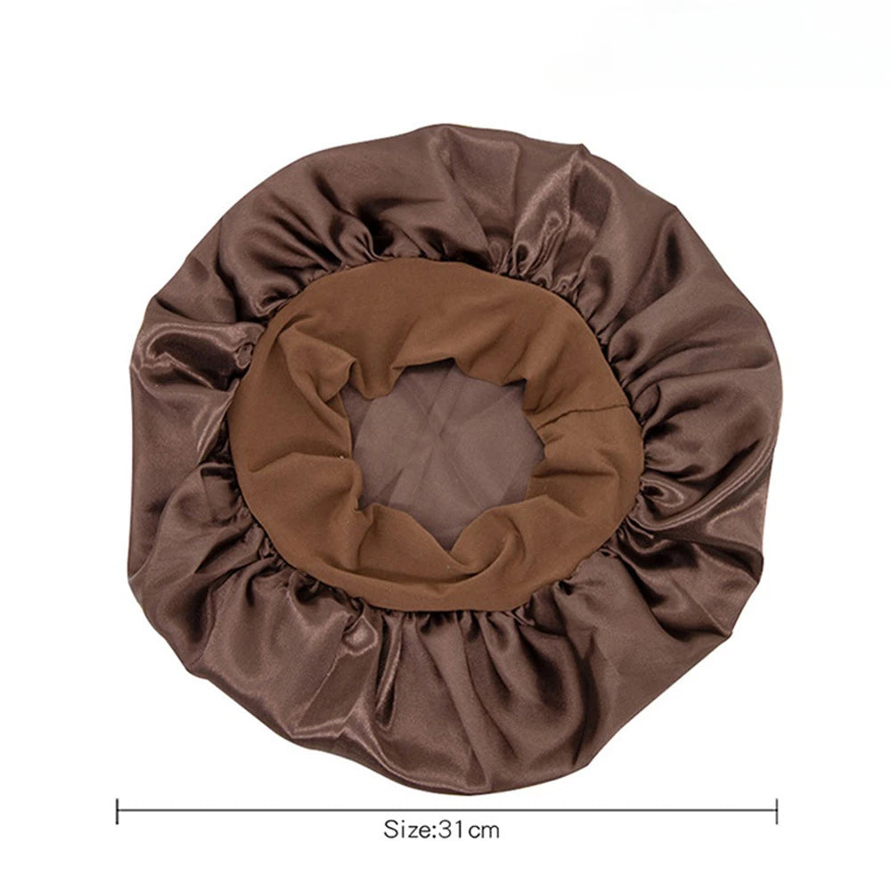 Adjust Solid Satin Bonnet Hair Styling Cap Long Hair Care Women Night