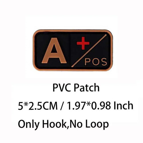 Small Patch with Hook,PVC Blood Type A B AB O POS NEG Emblemen,Patches