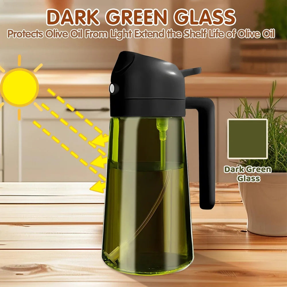 470ML/16oz Light-Blocking Dark Oil Sprayer for Cooking 2 in 1 Olive