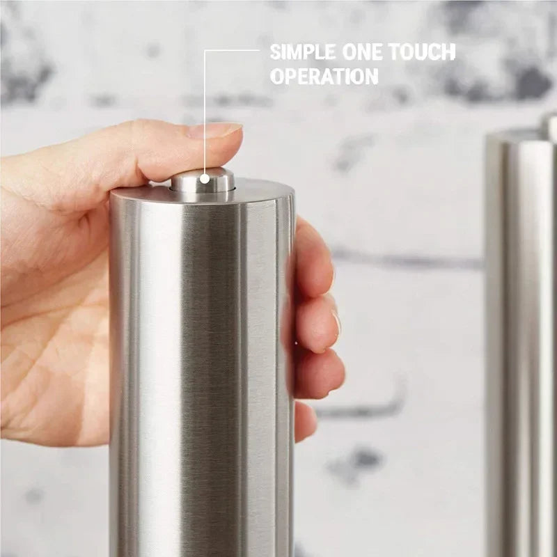 Electric Salt Pepper Grinder Set Stainless Steel One Handed Operation