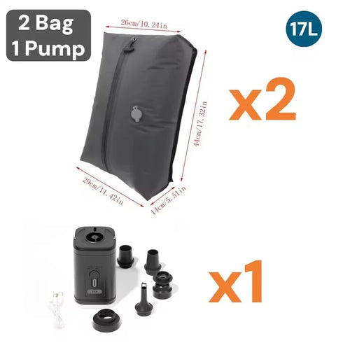 17L Vacuum Compression Bag with Air Pump Reusable Travel Clothing