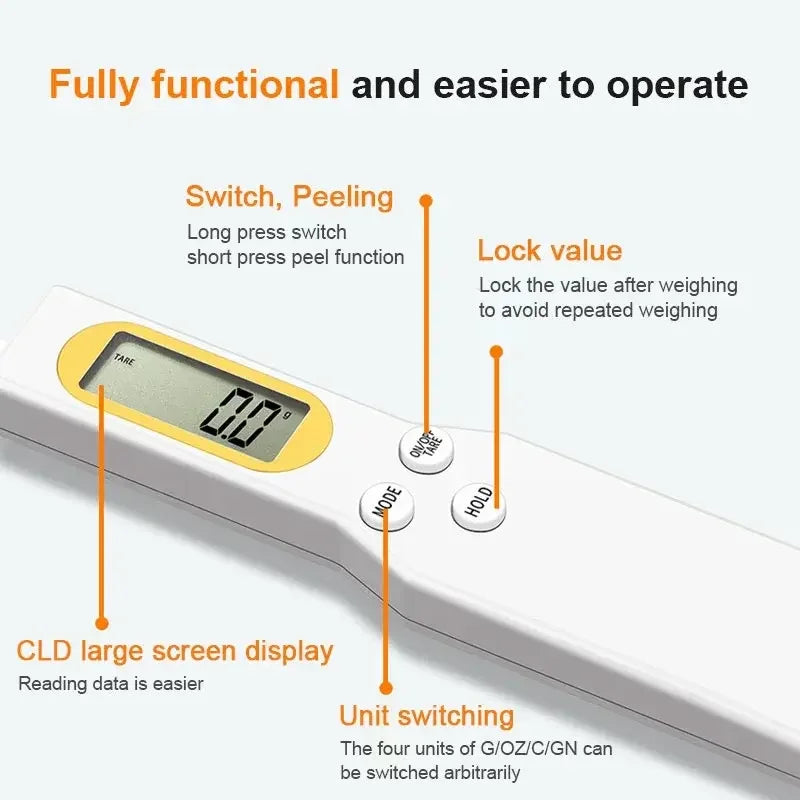 500g/0.1g Weight Measuring Spoon Portable LCD Digital Kitchen Scale