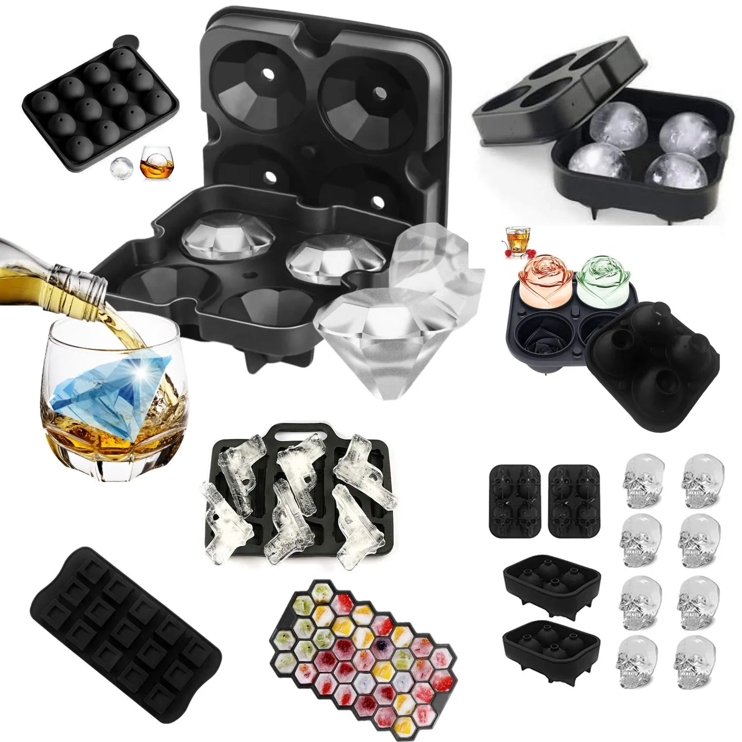 1PC Silicone Ice Cube Tray, Ice Cube Trays for Freezer, Easy Release