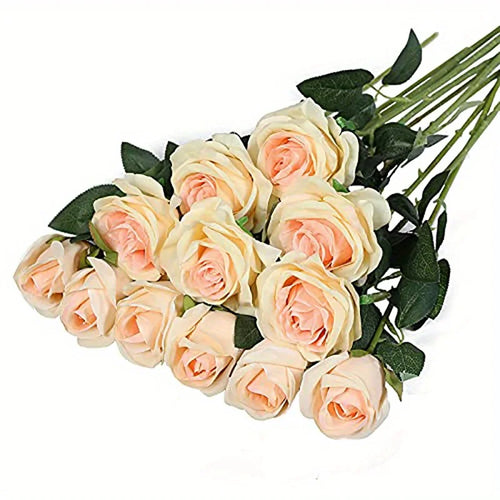 12pcs Realistic Artificial Rose Bouquet for Weddings, Birthdays, and