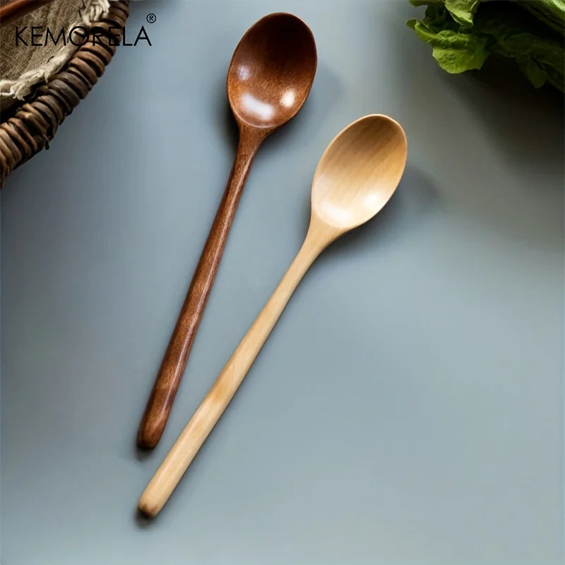 4PCS Wooden Spoon Kitchen Korean Style Natural Wood Soup Tableware