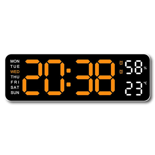 Large Digital Wall Clock Temperature and Humidity Week Display
