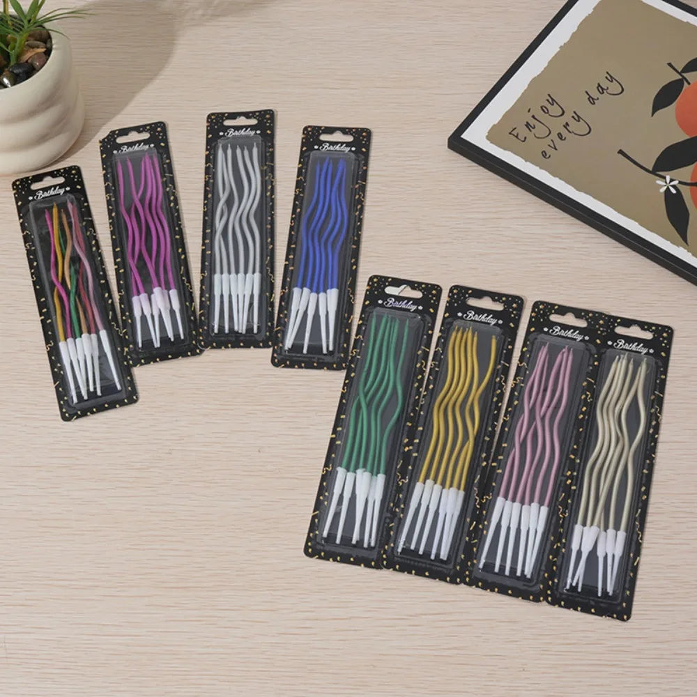 6/12/48pcs Birthday Candles Spiral Cake Candles  Long Thin Cake