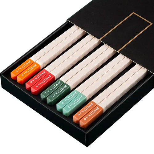 5Pairs High Quality Japanese Non-Slip Chopsticks Korean Home Hotel