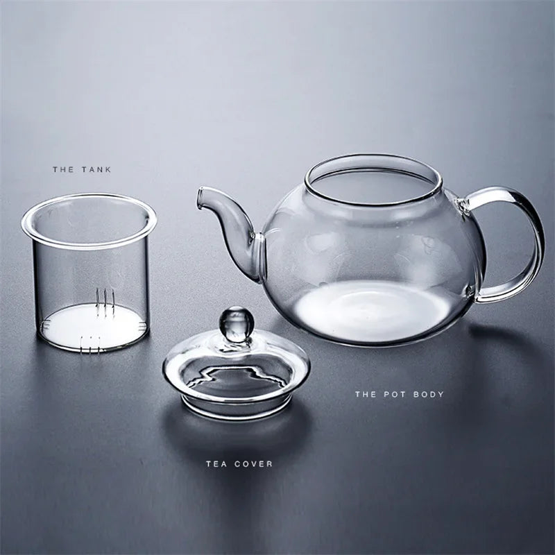 400ml/1000ml Filterable Heat-resistant Thickened Glass Teapot High