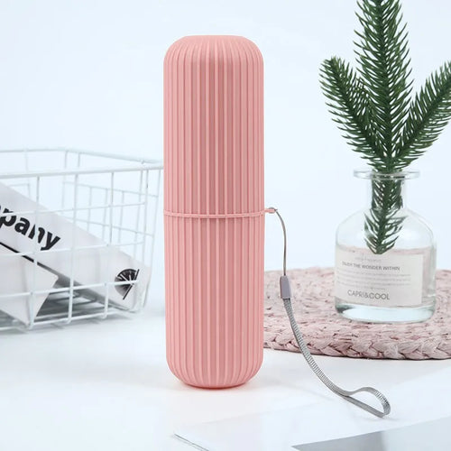 Travel Toothbrush Box Vertical Stripe Portable Mouthwash Cup Brushing