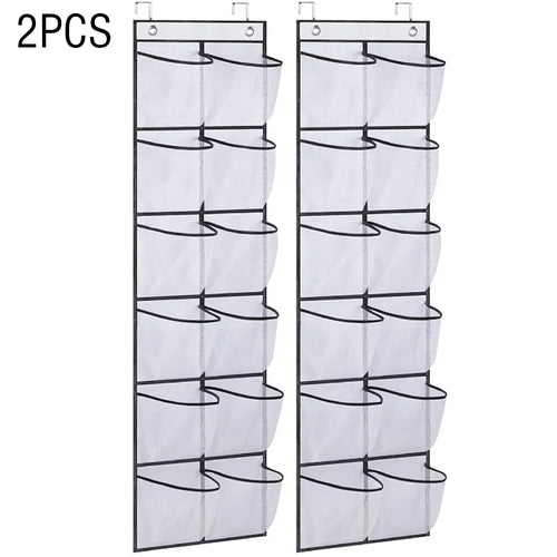 12 Pockets Over the Door Shoe Organizer Large Mesh Pockets With 2