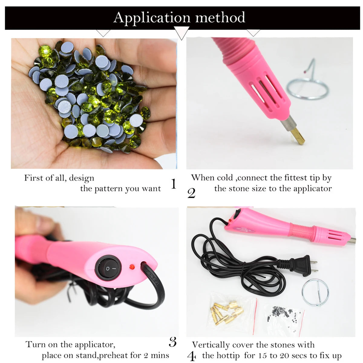 Hotfix Applicator DIY Hot Fix Rhinestone Applicator Wand Tool Kit with