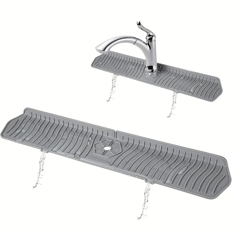 Split Silicone Kitchen Sink Faucet Mat Splash Guard Absorbent Non-Slip