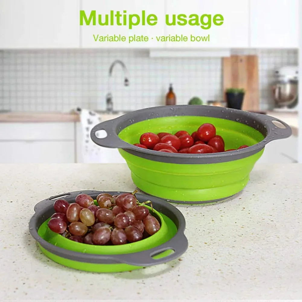 Silicone Folding Drain Basket Fruit Vegetable Washing Basket Foldable