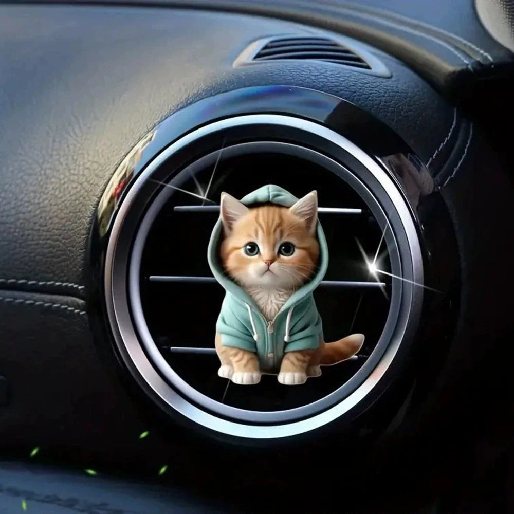 1PC Hoodie Kitten Finished Ventilating Clip Car Decoration