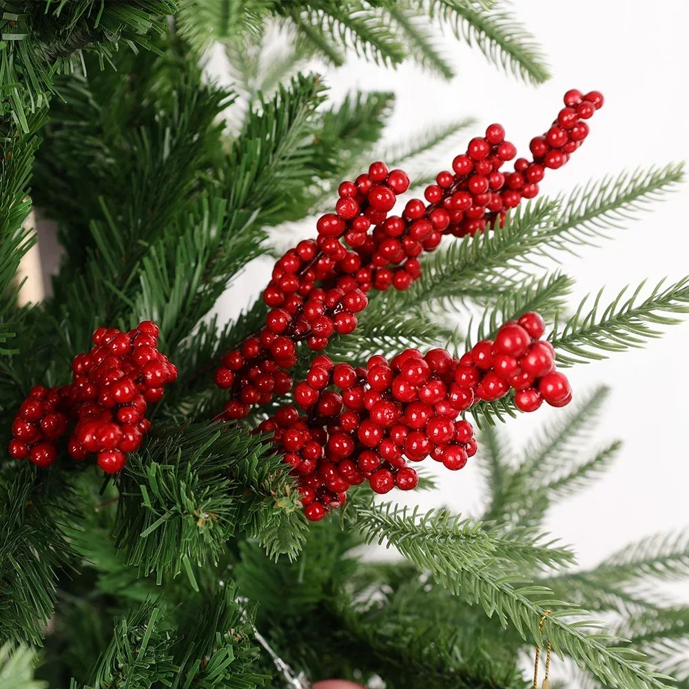 50/1branch Christmas Artificial Berries Stem Red Holly Berry Fake